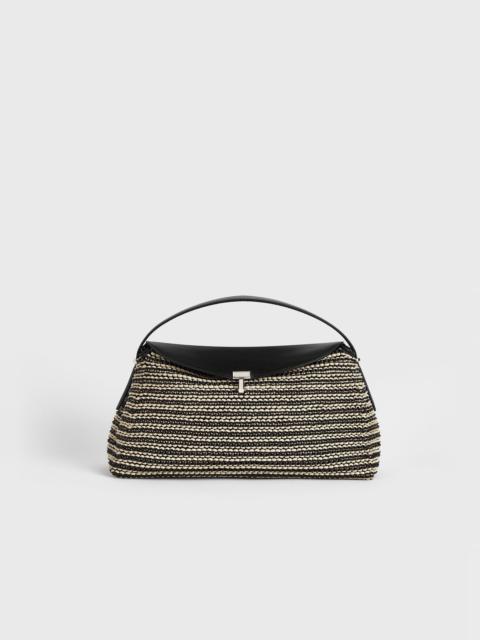 T-lock woven-leather top handle black/sand
