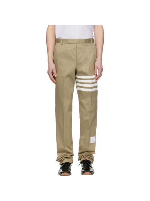 Beige Cotton Twill 4-Bar Unconstructed Chino Trousers