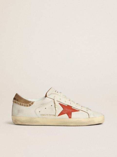Super-Star LTD in nappa leather with orange leather star and tobacco suede heel tab