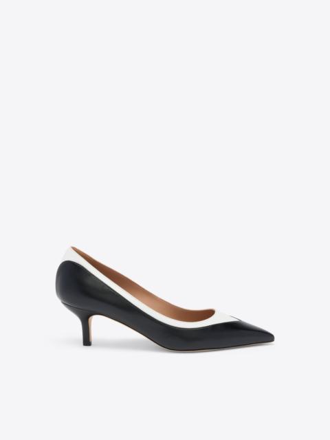 Emmanuelle 45 Black & White Leather Heeled Pumps