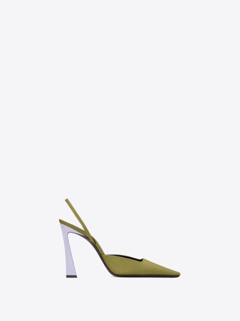 blade slingback pumps in shantung and patent leather