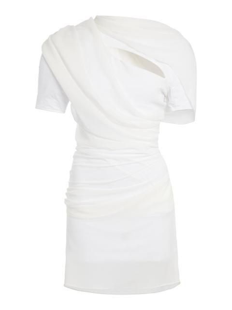 Castagna Cutout Draped Chiffon Mini Dress white
