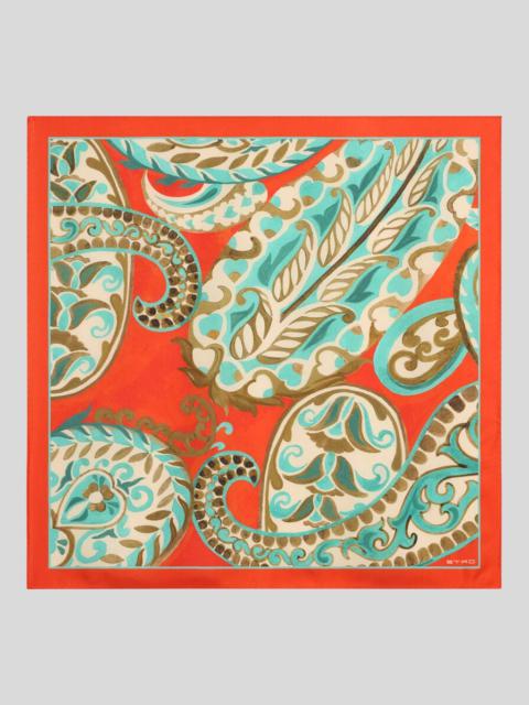 MULTICOLOURED PAISLEY SILK SCARF