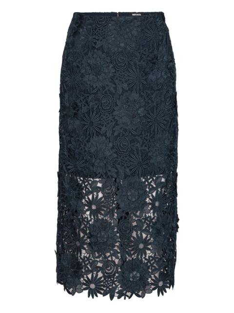 floral-lace midi skirt