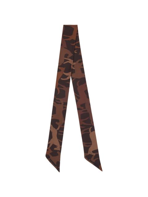 Brown Printed Silk Scarf
