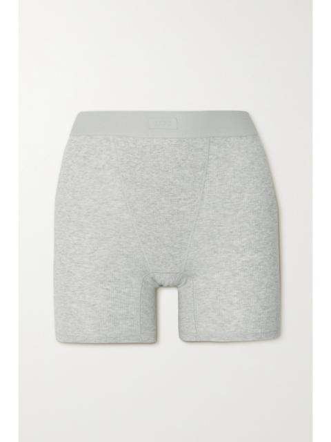 Cotton Collection Ribbed Cotton-blend Jersey Boxer Shorts