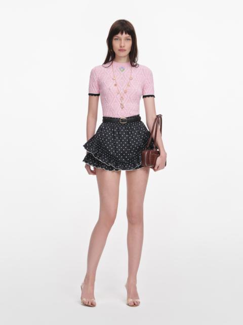 Black Polka Dot Frill Mini Skirt