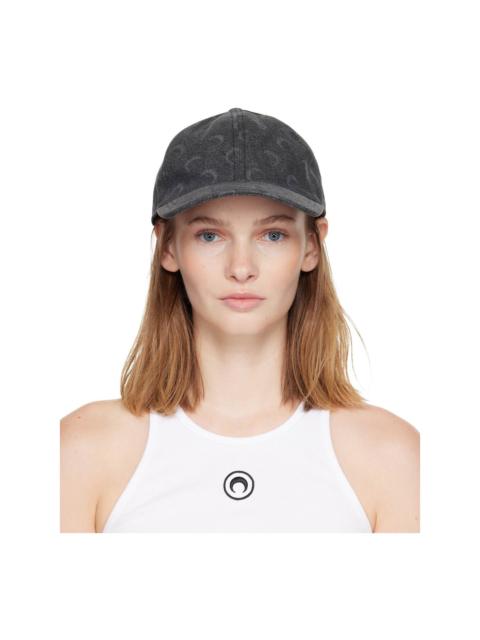 Gray Moon Laser Denim Baseball Cap