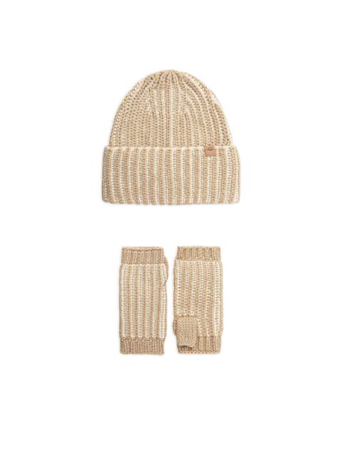 ribbed logo-patch beanie set