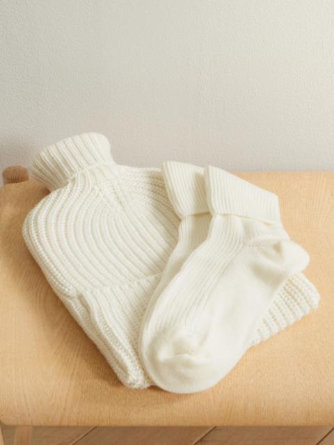 Ribbed Cashmere Hot Water Bottle Cover And Socks Set