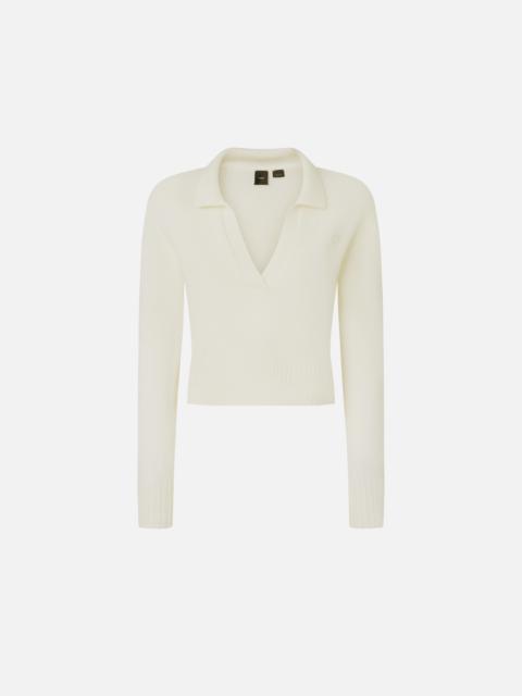 SHORT CASHMERE-BLEND SWEATER WITH COLLAR