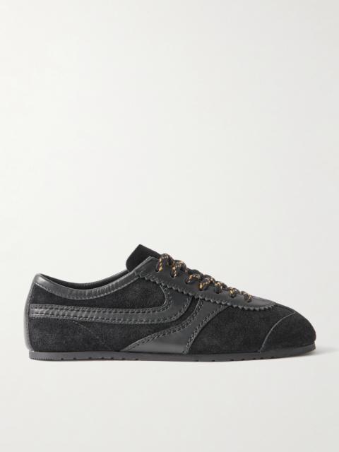 Leather-trimmed Suede Sneakers