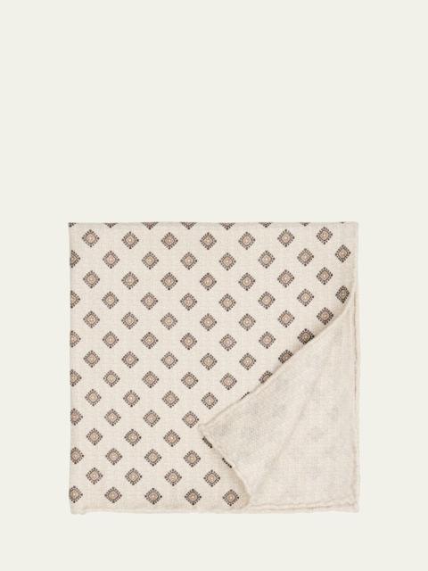 Men's Medallion-Print Silk Pocket Square