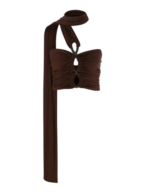 Aurora Asymmetric Cropped Top brown