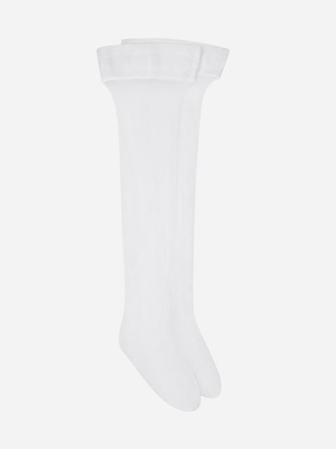 Hold-up stockings with branded elastic