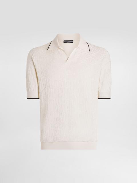 Silk polo shirt with allover logo
