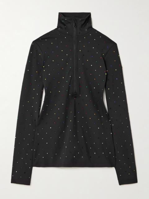 Éclair Crystal-embellished Stretch Recycled-jersey Half-zip Top