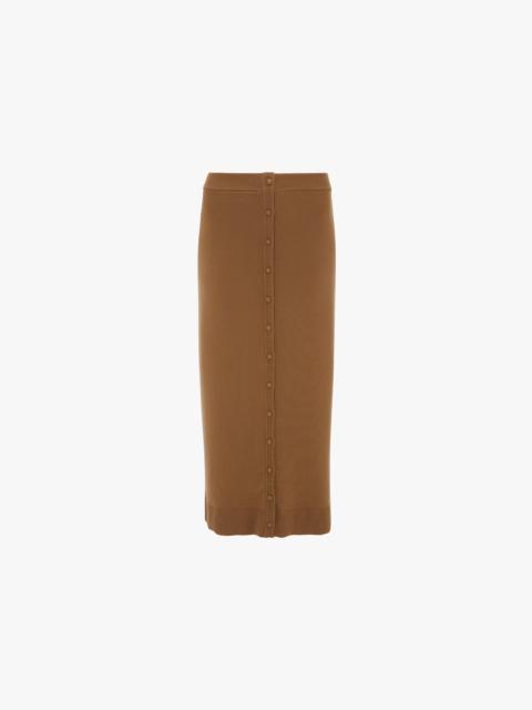Button Midi Skirt In Camel