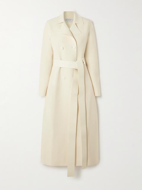 Kant Belted Double-breasted Leather-trimmed Wool Coat