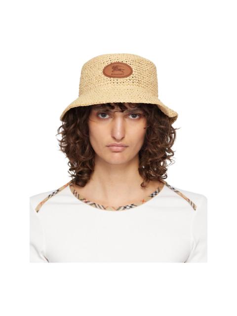 Beige Knight Stamp Raffia-Effect Bucket Hat