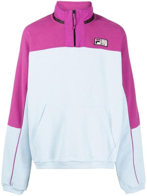logo-patch half-zip sweater