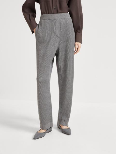 Sparkling cotton vanisé English rib knit trousers