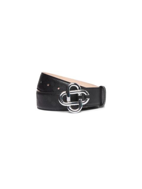 Mens Black Silver CC Logo Buckle Belt