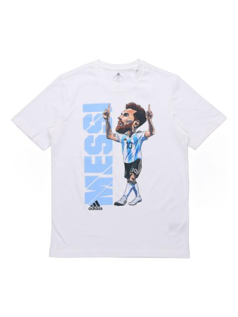 adidas Messi Icon T M Soccer/Football Casual Sports Short Sleeve White HA5451