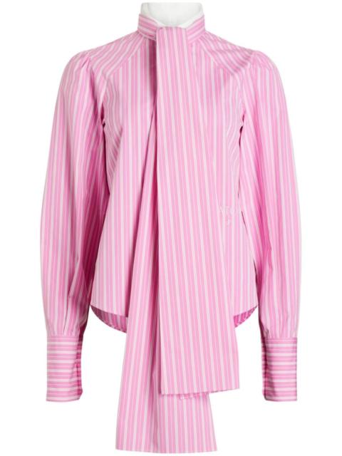 pussy-bow striped cotton shirt
