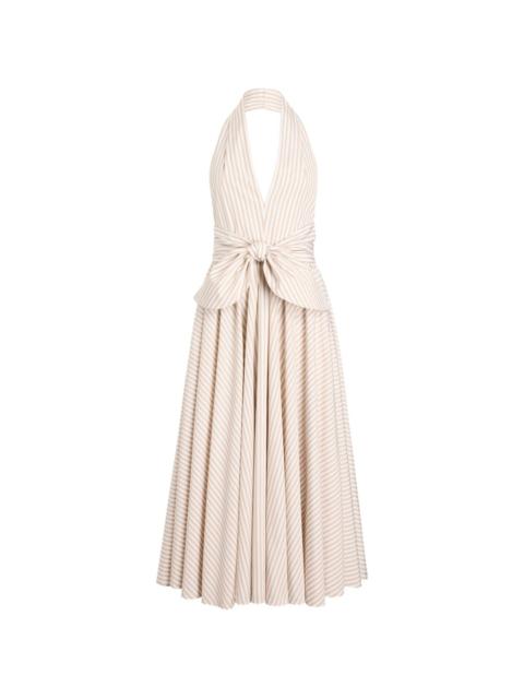 halterneck knot midi dress