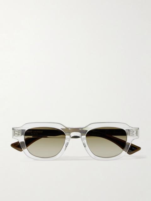 D-frame acetate and silver-tone sunglasses Clear