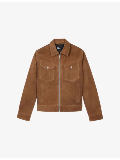 Four-Pocket Zip-Up Suede Jacket