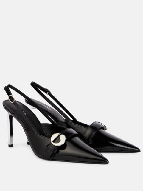 Logo leather slingback pumps