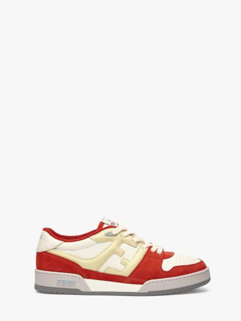 Red leather low-tops