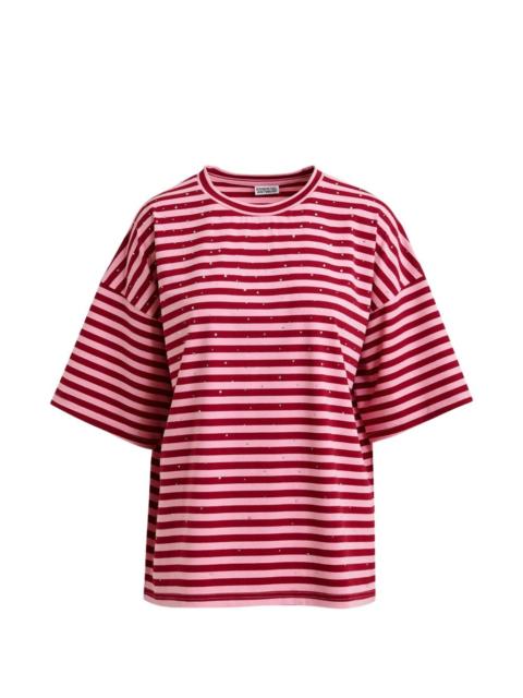 striped rhinestone-embellishment T-shirt