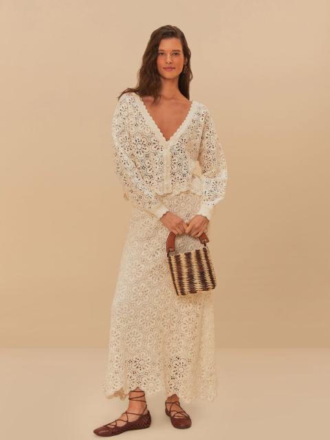 Off-White Flower Crochet Skirt