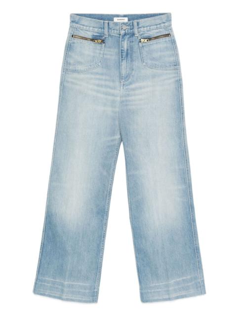 zipped high-waisted straight-leg jeans