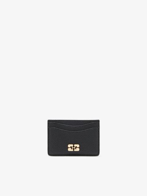 CARD HOLDER IN GRAINED BLACK WITH GOLD