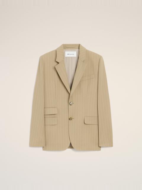 BEIGE NEW WOOL SINGLE BREASTED BOXY JACKET