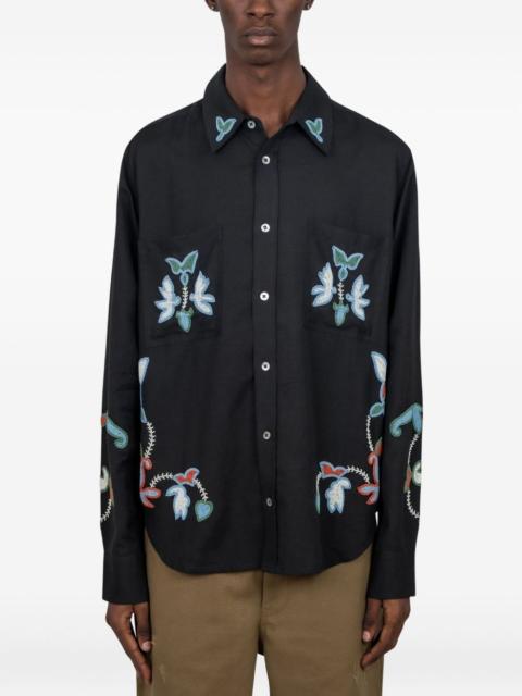 beaded-embellished floral-motif shirt