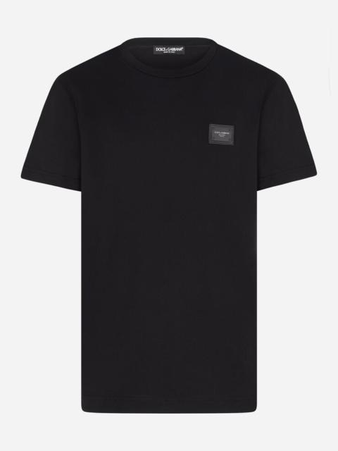 Cotton T-shirt with branded plate