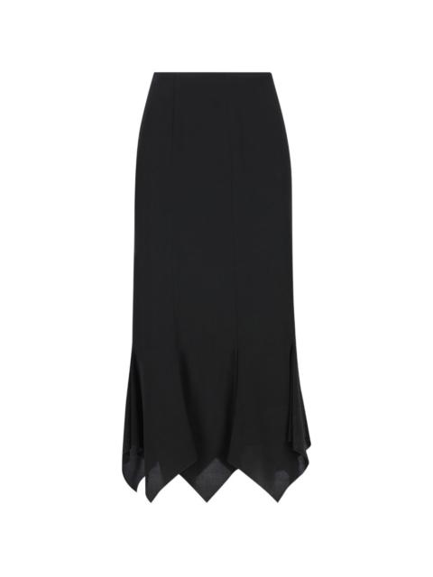 asymmetrical silk skirt