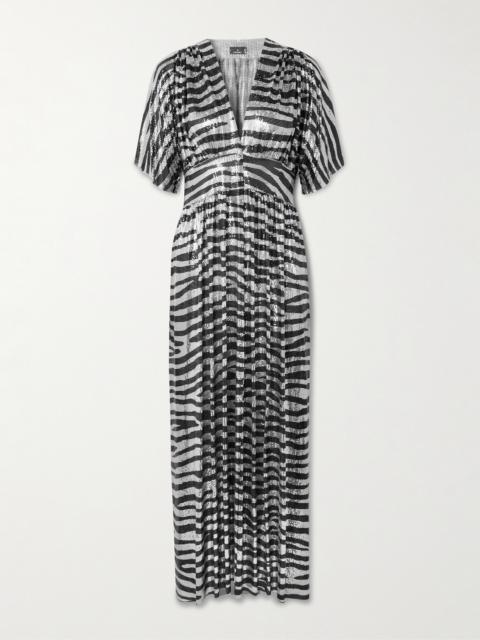 Zebra-print Chainmail Midi Dress