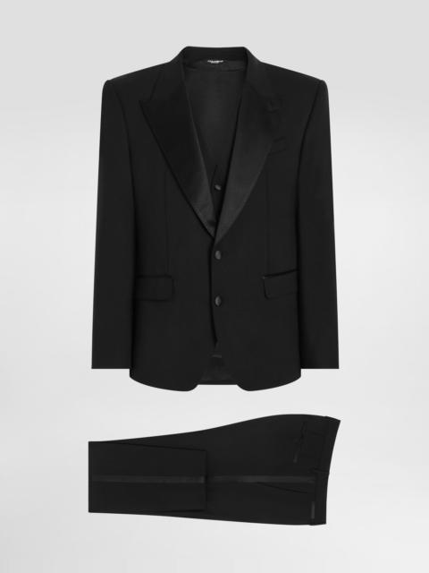 Three-piece Sicilia-fit suit in stretch wool