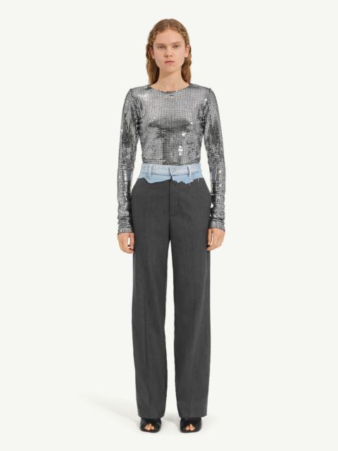 Tailored trousers with denim waistband