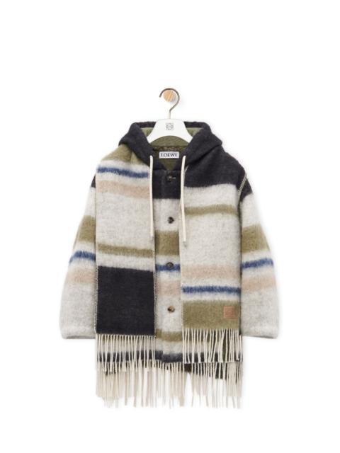 Hooded scarf coat in wool and mohair blend