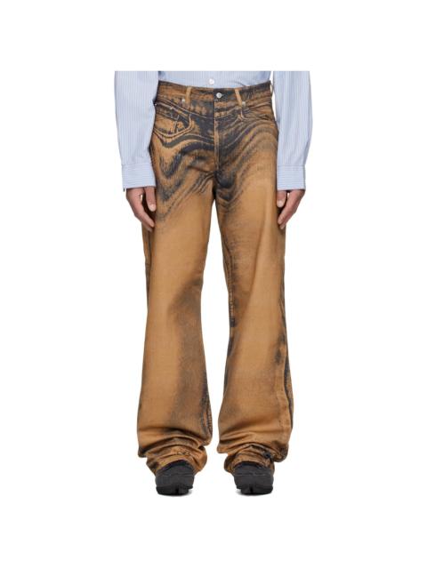 Brown Distorted Print Jeans