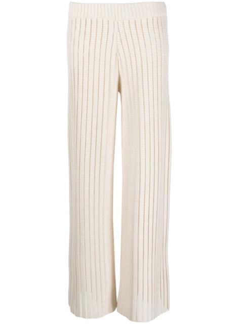 rib-knit wide-leg trousers