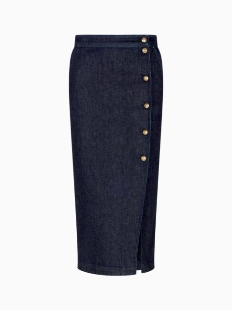 DENIM COLLECTION MIDI SKIRT IN STRETCH DENIM