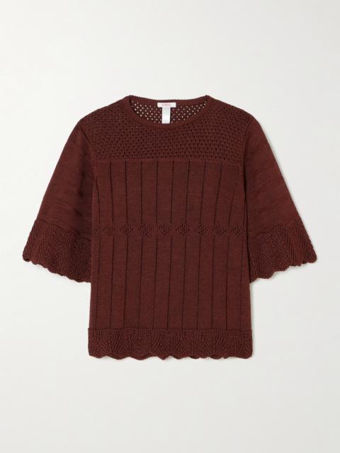Chimère Reverie Open-knit Cotton-blend Top
